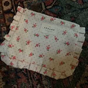 Sezane Floral Makeup Bag with Ruffles